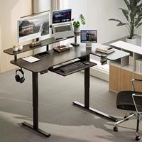 Bureau électrique réglable en hauteur, bureau de jeu multifonctionnel électrique, table de jeu noire