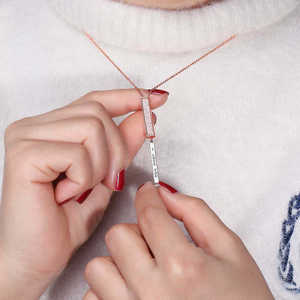 Collier coulissant personnalisé à message secret caché, tige rétractable, gravure 3D, barre verticale inspirante, collier à tubes carrés - Product Image 4