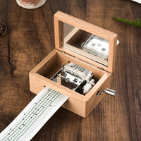 Kits de caja de música con manivela de madera de 15 notas, tiras de cinta de papel para Piano, mecanismo perforador de agujeros, sonido Vintage ecológico de los años 60