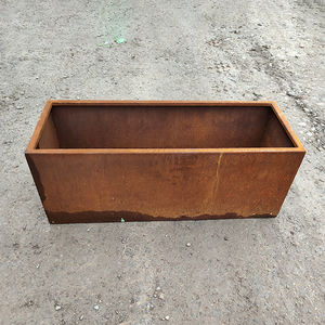 Pot de fleurs au design moderne, résistant aux intempéries, en acier corten, jardinières - Product Image 5