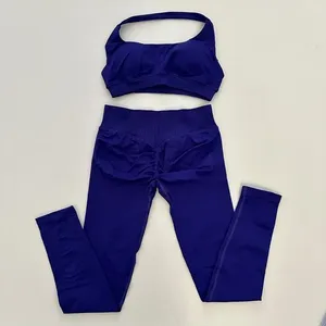 Set di leggings a impatto per donne senza soluzione di continuità per Yoga con scricchiolio di testa completo da palestra per allenamento con Top corto all'americana - Product Image 4