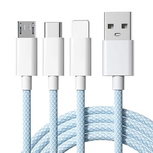 الأكثر مبيعًا شاحن عالمي <span class=keywords><strong>3</strong></span> في 1 شاحن USB متعدد الاستخدامات شحن لهاتف iPhone Micro USB Type C مع عملية تجديل نايلون - Product Image 2