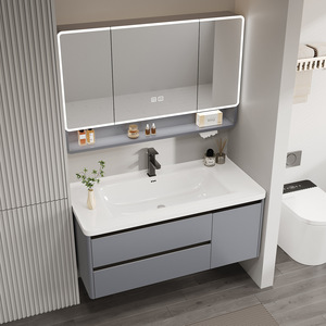 Modern Aluminum Honeycomb Bathroom Cabinet Integrated Ceramic Basin Smart <b>Mirror</b> Eco-Friendly Water Resistant Soft Closing Doors - Product Image 4