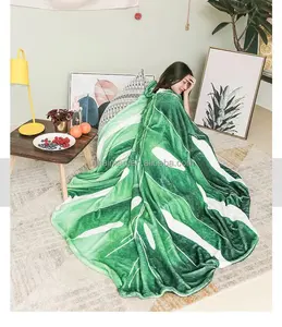 3D baskı yaprak bitki atmak tam ev dekor kış yaz hediye için tüm sezon Flannelblanket