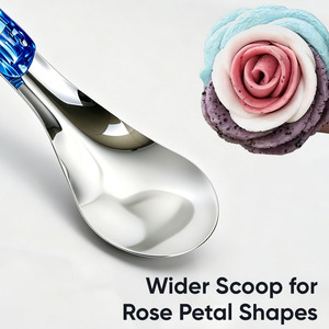 Cuchara para Helado de Acero Inoxidable con Mango Azul, Rojo y Blanco, Herramienta de Cocina Manual Resistente para Servir Postres - Product Image 4