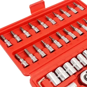 Chuyên nghiệp lớp 46pcs Thạc sĩ cơ khí công cụ Kit 3/8 \ "ratchet SAE/Metric ổ cắm Torx/Hex Bit mở rộng thanh trường hợp - Product Image 2
