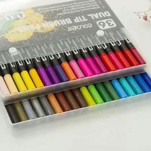 Dual Tip Waterbrush <b>Pen</b> Set 12 Colors Plastic Marker for Drawing Watercolor Marker with PP Box - Product Image 2