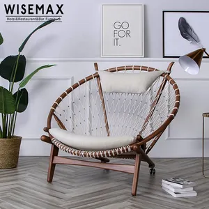 WISEMAX MÖBEL Kreatives modernes Rad design Freizeit stuhl aus massivem Eschenholz, runder Liegestuhl
