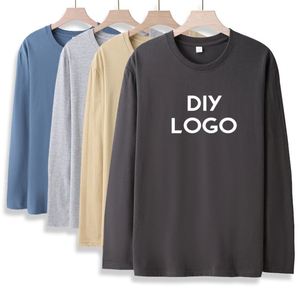 เสื้อยืดแขนยาวทรงโอเวอร์ไซส์ผ้าฝ้าย 100% คุณภาพสูง น้ำหนักเบา 180gsm แบบเรียบ ไม่มีลาย สำหรับผู้ชาย สามารถสั่งทำได้ - Product Image 1