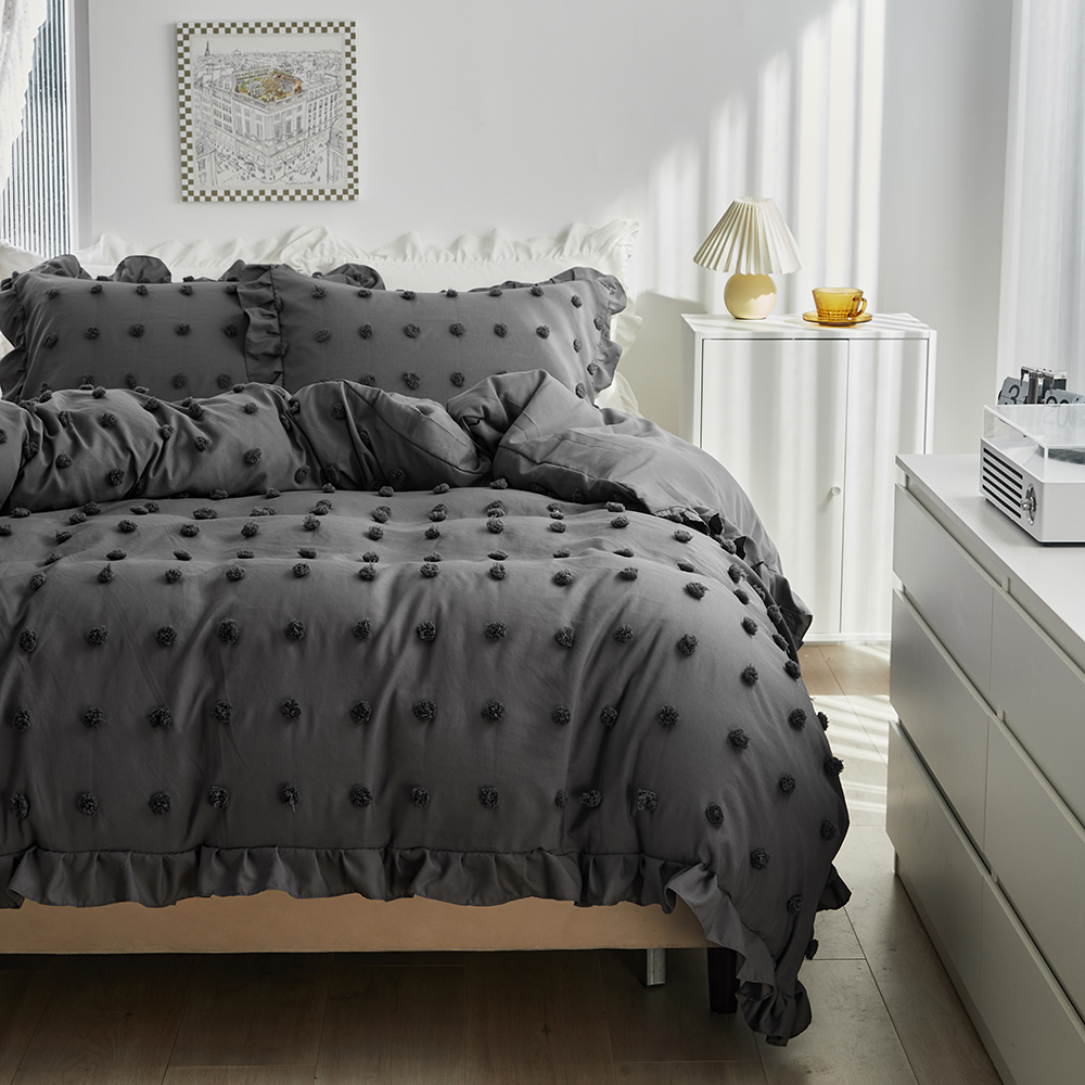 Легкое жаккардовое одеяло с рюшами и 2 наволочками, всесезонное пуховое альтернативное одеяло из синели/