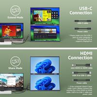 Moniteur portable 15,6 pouces 1080P FHD IPS 60Hz /USB-C triple écran avec haut-parleur, support VESA et béquille pour