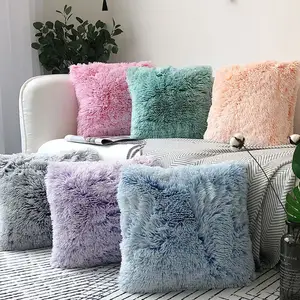 SIPEIEN Back Dyed Decorative Square Cozy Fluffy Plush Pillow Case Faux Fur Cushion Cover For Living Home Bedroom Coffee Room