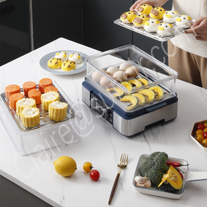 Vaporera Eléctrica de 3 Niveles, Gran Capacidad para Comidas Familiares, Ahorra Tiempo y Energí<span class=keywords><strong>a</strong></span>, Electrodoméstico de Cocina Saludable con Bajo Contenido de Aceite - Product Image 4