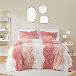 DB Ombre Shaggy fausse fourrure couette ensemble Super King/Super King tissé Floral/dessin animé coton solide pour la maison mariage hôpital hôtel - Product Image 1