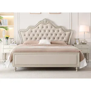 High Quality European Smart Bedroom Style Custom Furniture Sets Custom Light Luxury Solid Wood Bed European Bedroom Furniture
