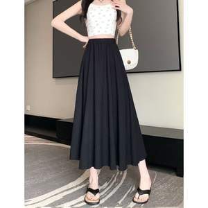 Jupe longue évasée mi-longue décontractée en coton pour <span class=keywords><strong>femme</strong></span>, nouvelle collection été, respirante, amincissante, taille naturelle, imprimé numérique, en mousseline - Product Image 6