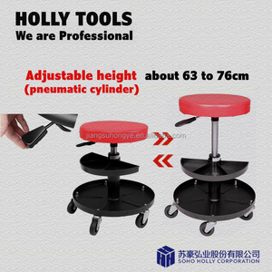 Garage Rolling Soft Pad Tabouret Jardin Hauteur Réglable <span class=keywords><strong>Pivotant</strong></span> à <span class=keywords><strong>360</strong></span> ° Chaise d'atelier Réparation de voiture Beauty 2 Lay Tool Tray Work Seat - Product Image 2