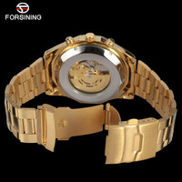 Montre homme Forsining, automatique, luxe, squelette, mécanique, acier inoxydable doré, dropshipping, Relogio Masculino