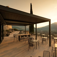 Pergola en aluminium imperméable avec toit à lames orientables, résistante au vent, tailles 3x4/4x4 pour décorations de jardin, repas en plein air, cafés, terrasses
