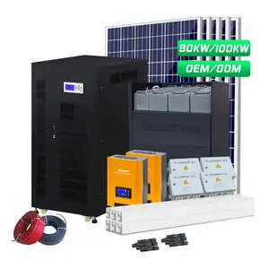 全三相100kva 80kw离网混合太阳能电池板系统20kw 10kw 100 kw家用太阳能系统100kw