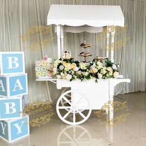 맞춤형 나무 사탕 카트 나무 디저트 꽃 디스플레이 파티 장식 웨딩 이벤트를위한 바퀴와 달콤한 바 케이크 사탕 카트 - Product Image 4