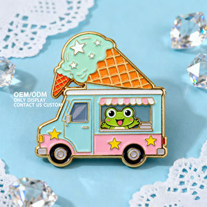 Épinglette personnalisée en émail dur avec motif de dessin animé mignon, cadeau pour petite amie, souvenir, épinglette de revers avec logo de crème glacée personnalisé - Product Image 1