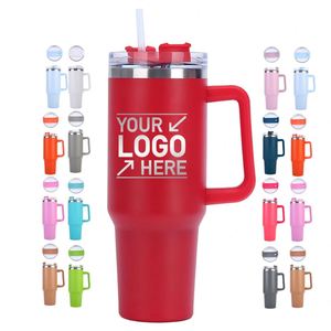 Custom Logo Vacuum 1200ml Travel Coffee Mug Insulated Double Wall Wholesale Stainless Steel 40oz Tumbler with Handle - Product Image 1