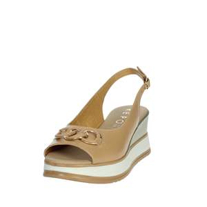 รองเท้าส้นเตารีดแบบเปิดนิ้วเท้าสำหรับผู้หญิง รุ่น 21243-E5 สีคาเมล - Product Image 6