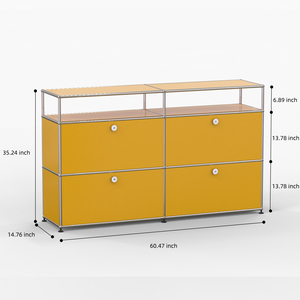 Tủ bên màu vàng, tủ bên phong cách giữa thế kỷ tối giản, đồ nội thất mô-đun đa năng, Tủ lưu trữ tùy chỉnh - Product Image 6