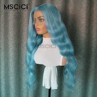 Peluca de Cabello Humano Vietnamita Virgen con Frente de Encaje Transparente HD 13x4, Ondulado, Color Azul, Marca Privada OEM, 100% Cabello Humano
