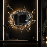 Miroir mural LED rétroéclairé en acrylique sculptural moderne, miroir d'art 3D irrégulier pour hôtel, villa, salon