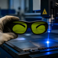 Lunettes de sécurité laser bleues 450 nm OD4+ certifiées CE RoHS avec garantie de 6 mois pour la gravure et la découpe