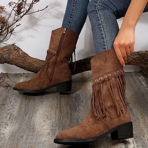 <span class=keywords><strong>Stivaletti</strong></span> da Donna con <span class=keywords><strong>Tacco</strong></span> a Blocco Retrò di Alta Qualità, Design Elegante, Lacci, Comodi in Microfibra - Product Image 2