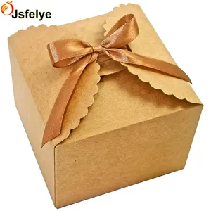 ब्राउन के लिए रिबन के साथ उपहार बॉक्स छोटे क्राफ्ट पैकेजिंग कैंडी बिस्कुट चॉकलेट शिल्प मोमबत्ती छोटे उपहार प्यारा कागज बक्से