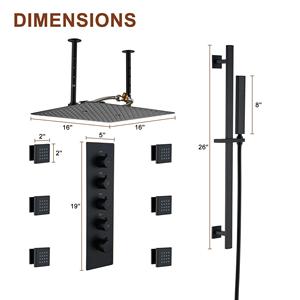16 Stainless Steel Waterfall <b>Shower</b> <b>Systems</b> Inspired by Spa Equipped With Rain Nozzles Body Nozzles Sliding for Hotel Use BXW-03 - Product Image 5