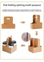 Boîte porte-gobelets personnalisable en carton ondulé marron et blanc, avec poignée, recyclable, épaissie, pour emballage à emporter de café