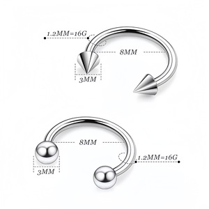 Anneau de nez en acier inoxydable en forme de C, clou en forme de flèche 16G, bijou corporel unisexe, accessoire de piercing - Product Image 3