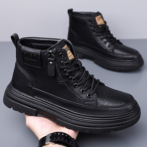 Men's Martin <b>Boots</b> Thick Soled High Top Insulative Outdoor Hiking Shoes <b>Lace</b> Up British Style Casual Sport Shoes - Product Image 2