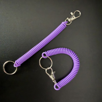 Porte-clés élastique multicolore en spirale avec cordon en plastique, EVA et alliage de zinc, cordon en TPU