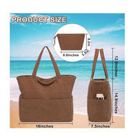 Grand fourre-tout Sac de plage étanche au sable Sac de piscine de plage avec fermeture éclair et poches humides Sac à bandoulière pour professeur de voyage Épicerie