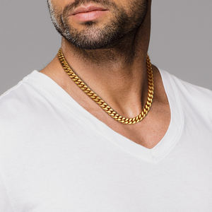 24K 골드 도금 마이애미 커브 스퀘어 컷 쿠바 링크 체인 비 변색 방수 보석 8mm 10mm 12mm 쿠바 목걸이 남성용 여성용 - Product Image 6