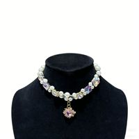 Collier pour petits animaux de compagnie, style princesse de luxe, micro-incrusté de zirconium coloré, carré, frais et mignon, toutes saisons