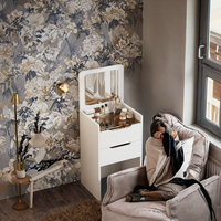 Table de toilette moderne et simple pour chambre à coucher, miroir éclairé, armoire de rangement, table de maquillage multifonctionnelle, panneau de chevet, salon