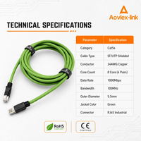 Montaje de Cable Ethernet RJ45 de categoría 5e SF/UTP Cable trenzado industrial para exteriores RJ45 macho 24AWG Cable de red de gato 5E de alta flexión