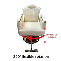 Fauteuil de Barbier Professionnel de Luxe en Cuir Blanc Doré Hydraulique Pliable et Réglable, Chaise Pivotante de Salon pour Salon de Coiffure et Salon à Domicile