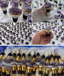 Grandi tappi per bottiglie di <span class=keywords><strong>vino</strong></span> in cristallo naturale di ametista, a forma di geode, con minerali e gemme per la guarigione Reiki, accessori da bar - Product Image 5
