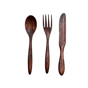Modern Minimalist Eco-Friendly Wooden Dinner Utensil and Flatware Set with Mirror Polish <b>for</b> <b>Cooking</b> Camping <b>Presents</b> - Product Image 4