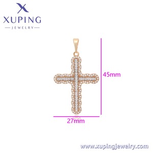 X000759182 Ювелирные изделия XUPING, позолоченные 18-каратным золотом, с синтетическим кубическим цирконием, полностью инкрустированные, модный крупный кулон-крест - Product Image 2