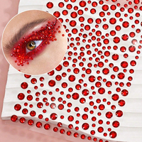1 pièce Strass Rouge Autocollant en Cristal Adhésif Bijou DIY Scintillant Tendance pour Cheveux, Yeux et Corps