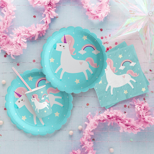 Juego de vajilla desechable Unicorn Party Platos de papel de postre de 9 pulgadas para fiestas y ocasiones especiales - Product Image 6
